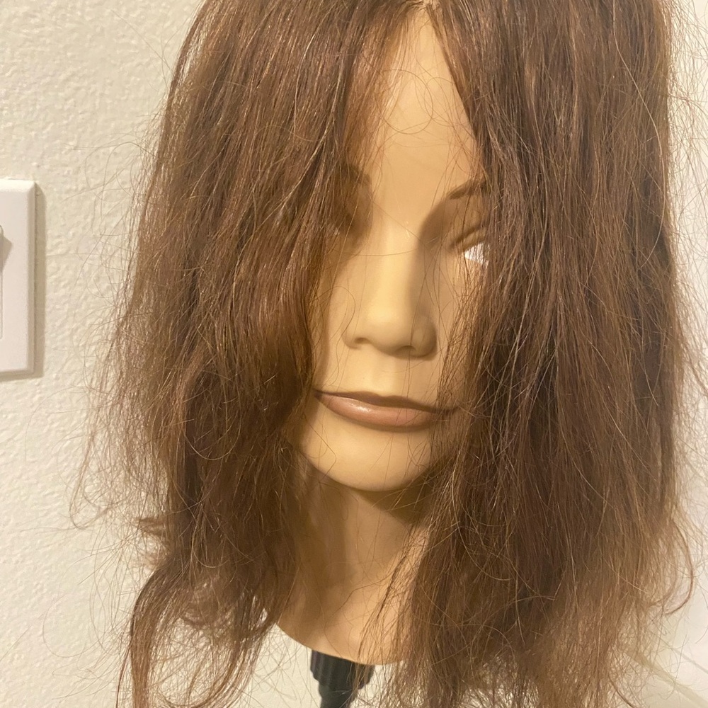 Real Human Brown Hair Mannequin Head